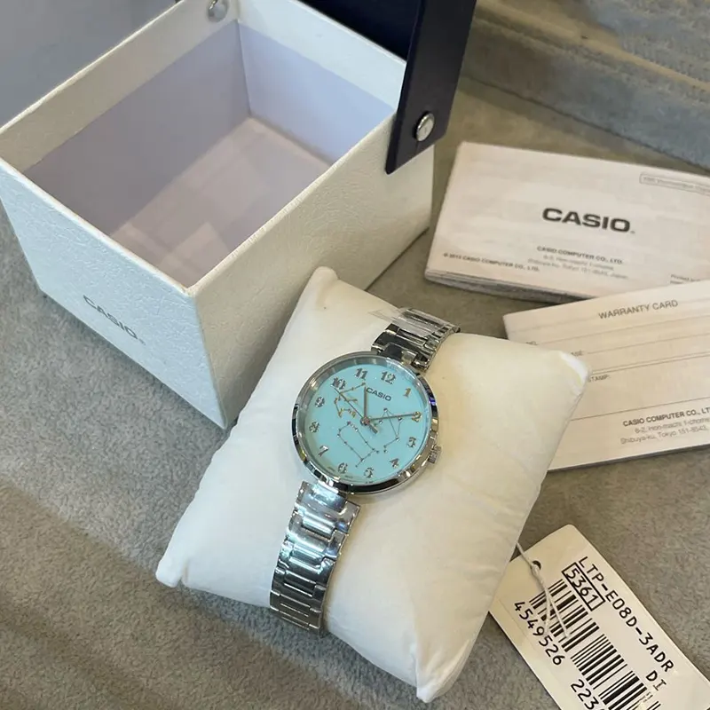 Casio Tiffany Blue Dial Silver-tone Ladies Watch | LTP-E08D-3A